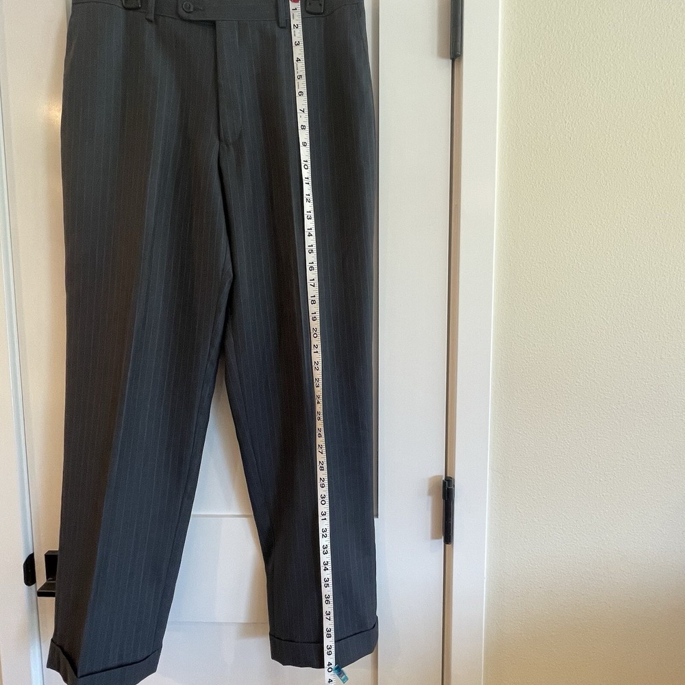 Angelo Rossi Mens Trousers Slacks Pants Suit Gray With Blue Pin Stripe 35 x 30 - Picture 10 of 16